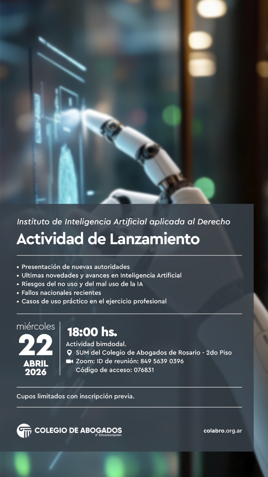 Lanzamiento de actividades Instituto de Inteligencia Artificial aplicada al Derecho - 22/04/2026